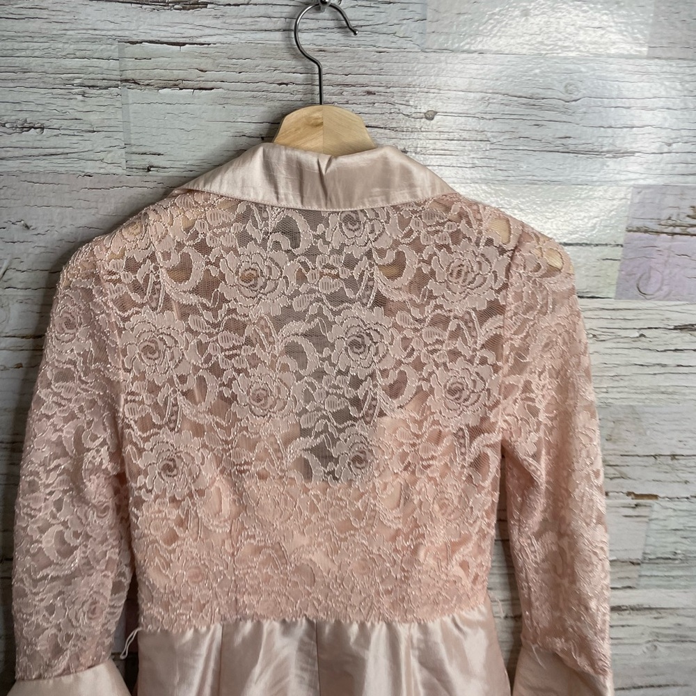 Eliza j pink lace long sleeve full dress with collar size 4 - Picture 7 of 14